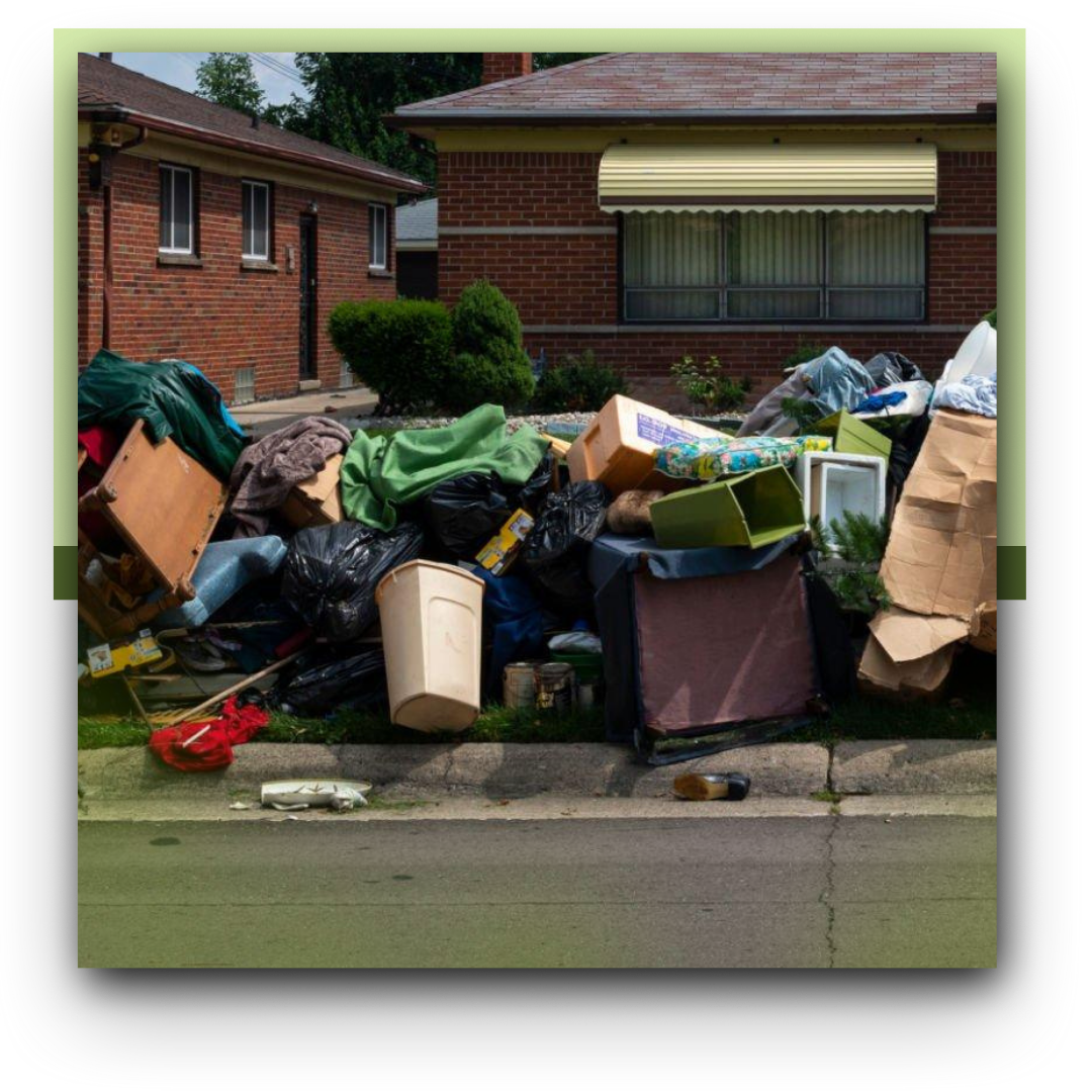 Garbage in front of the house.