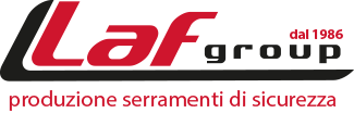 Laf Group logo in red and black with the text “dal 1986” and “produzione serramenti di sicurezza”