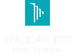 Logo blu con barre geometriche bianche sopra una scritta sbiadita con le parole &ldquo;SPAZIO APERTO&rdquo; e &ldquo;The Studio&rdquo;