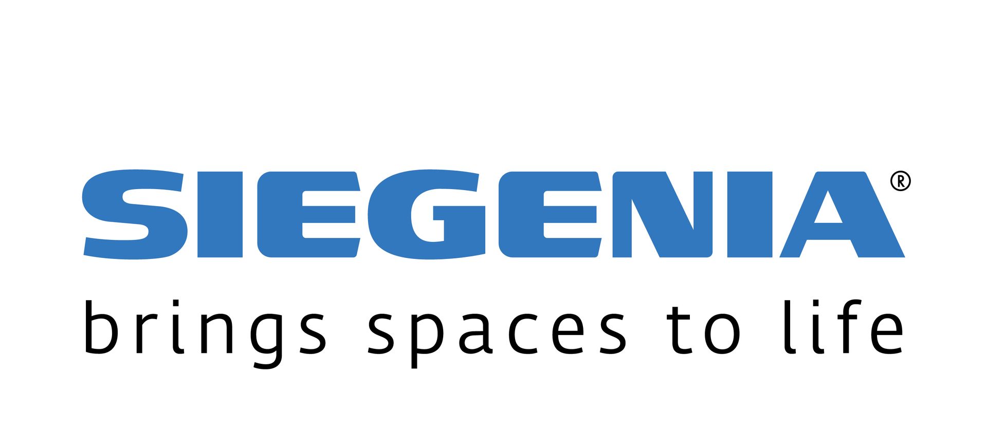 Logo SIEGENIA con testo blu e slogan 