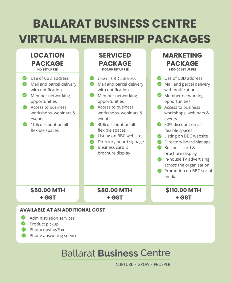 Ballarat Business Centre - Virtual Office & Reception Membership packages