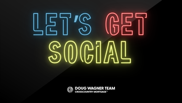 Neon sign reading “LET’S GET SOCIAL” in blue, red, and yellow on a dark background