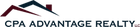 Logo for CPA Advantage Realty, featuring a house graphic with the company name.