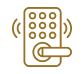An icon of a door lock with a remote control.