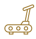 An icon of a treadmill with a handle on a white background.
