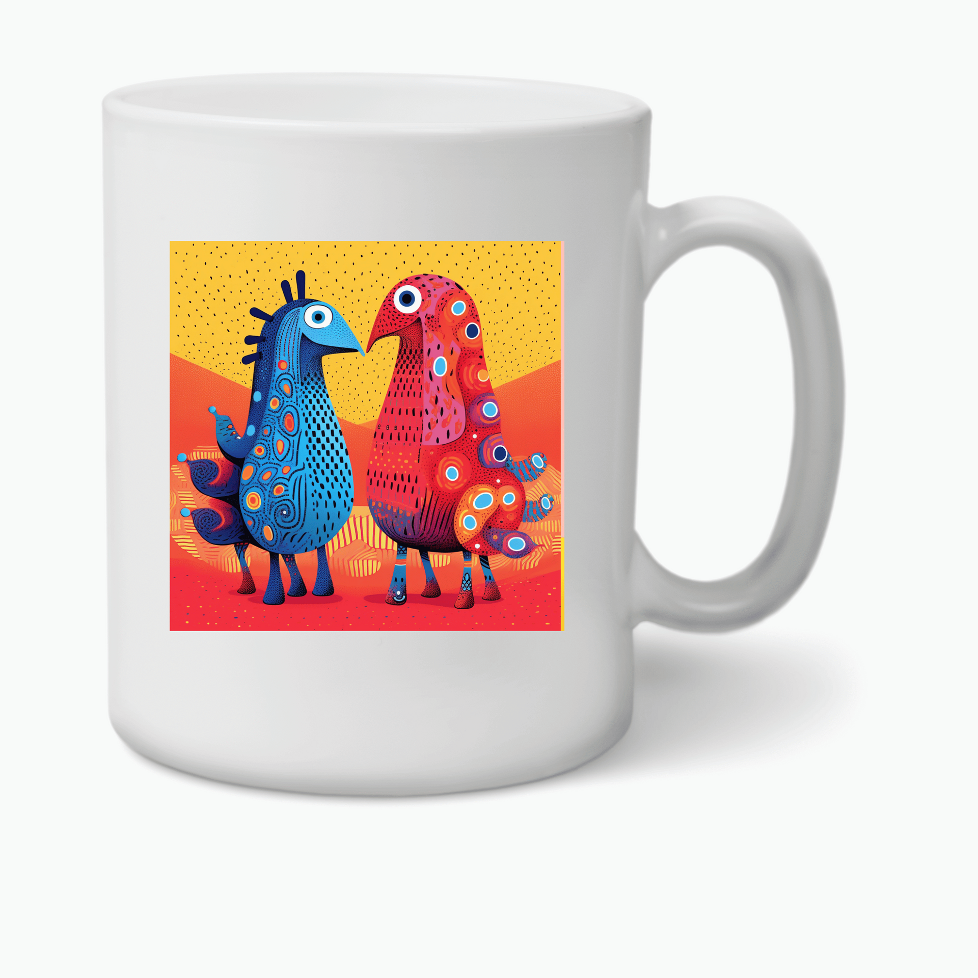 Abstract Creatures on a coffee mug
