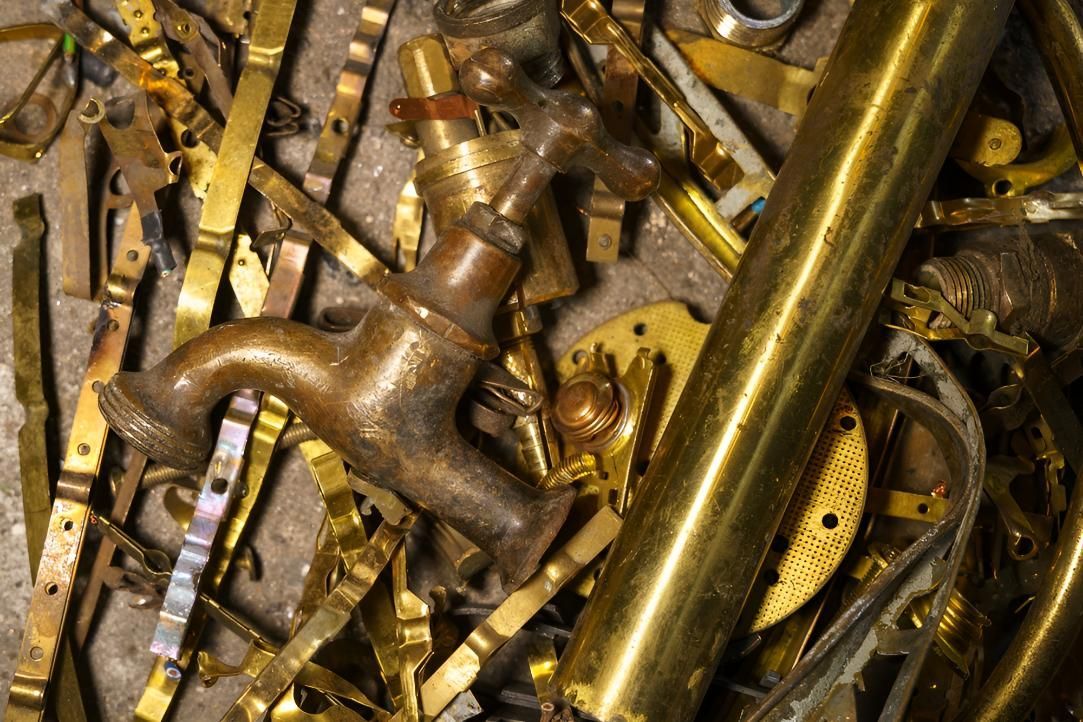 Pile of Brass Scraps With a Faucet in the Middle — Maryborough Recycling in Cooloola Cove, QLD