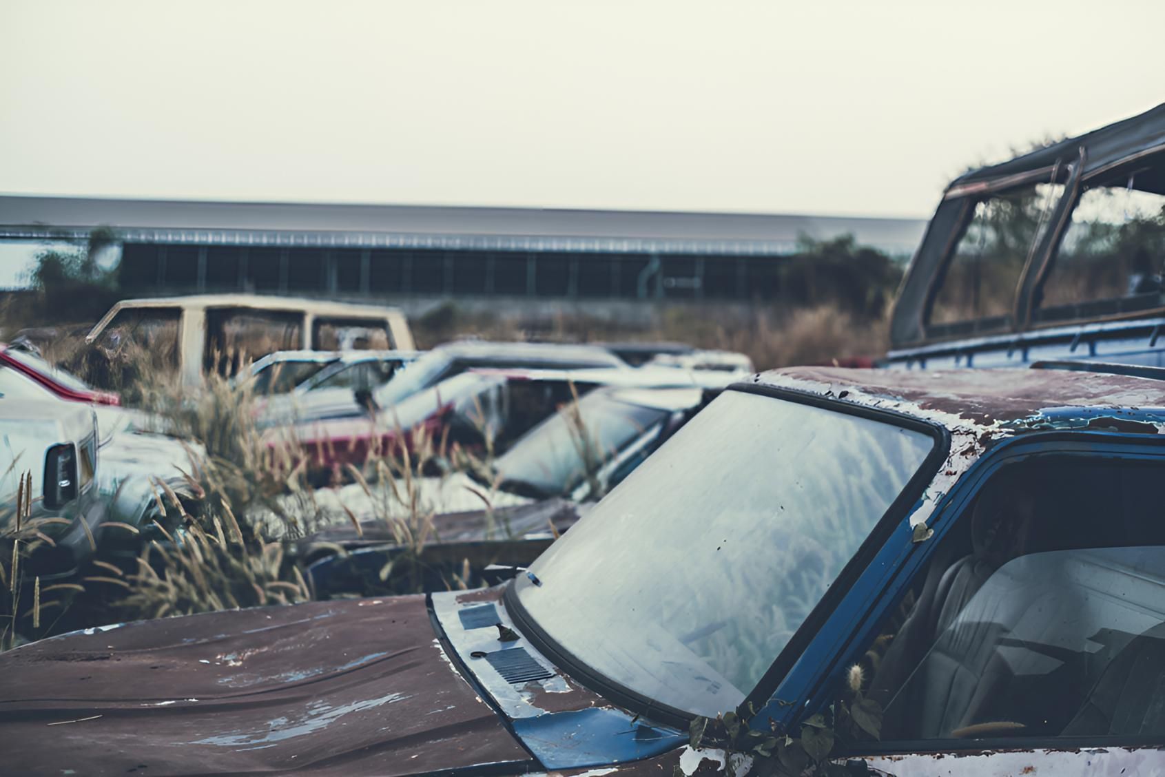 Bunch of Old Cars Are Sitting in a Field — Maryborough Recycling in Mount Perry, QLD