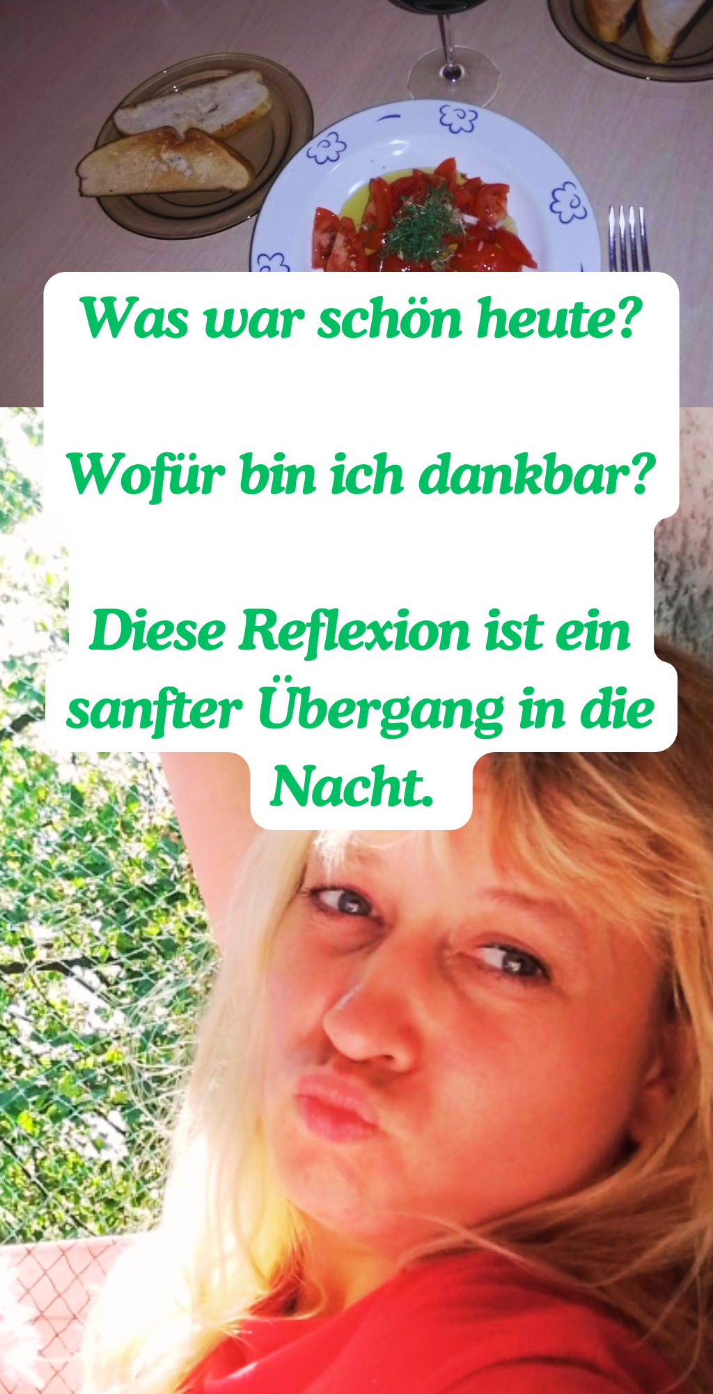 4. Ich lasse den Tag in Gedanken Revue passieren.