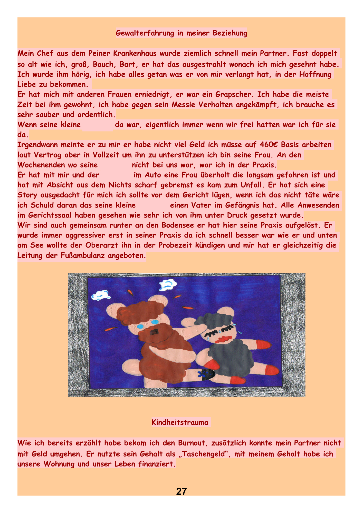 Gewalterfahrung in meiner Beziehung.Kindheitstrauma.