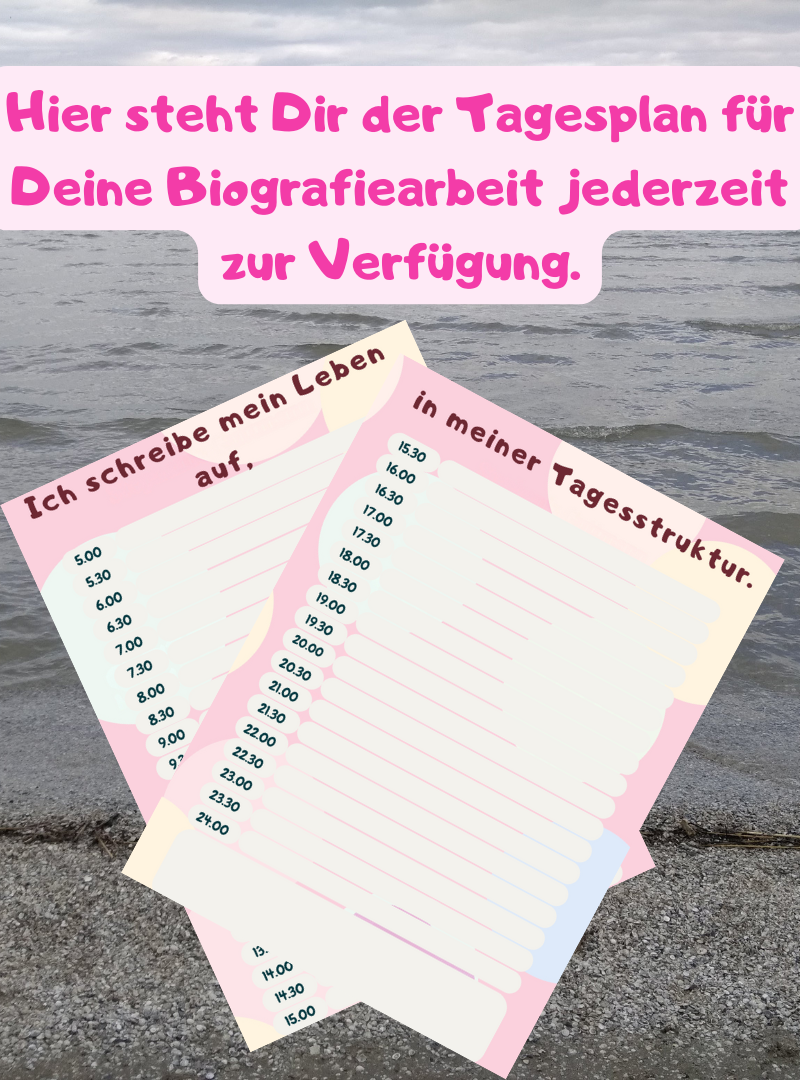 Hier steht Dir der Tagesplan für Deine Biografiearbeit jederzeit zur Verfügung.