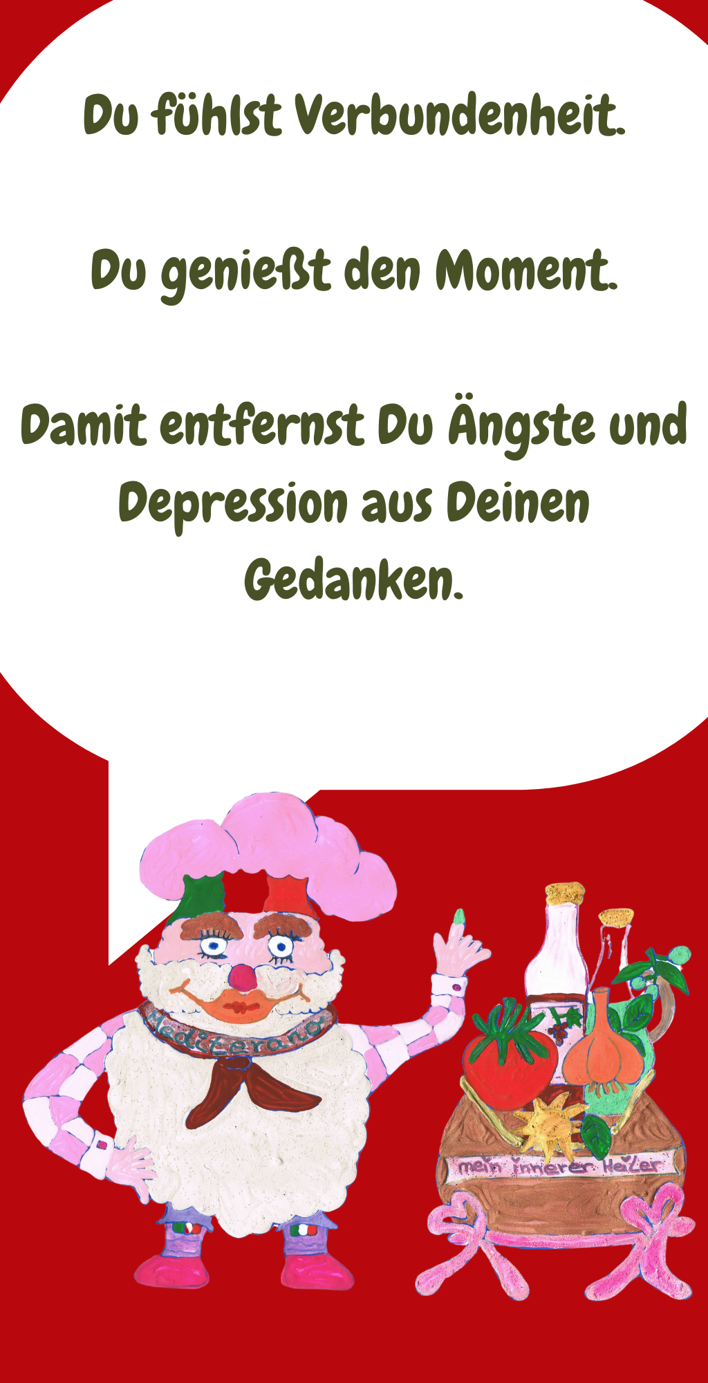Das entspannt Dich und macht Dich glücklich.
Du erinnerst Dich an Deinen Tag und an die schönen Dinge, die Du erlebt hast.
Das erfüllt Dich mit Freude und Dankbarkeit.
Du erinnerst Dich an Deine schönen Momente mit Deiner Herzfamilie.
