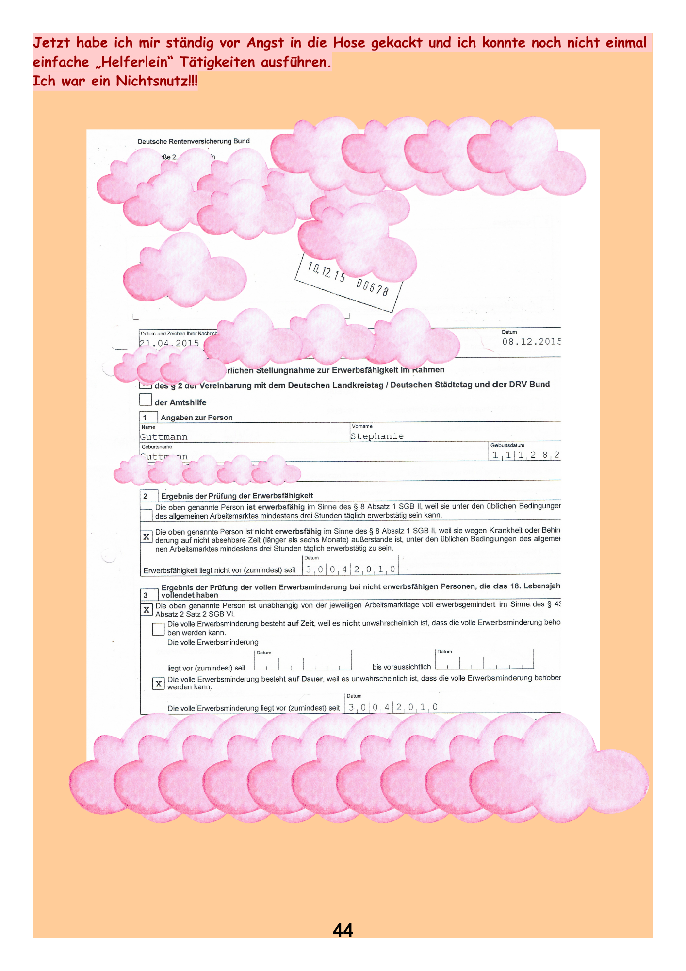 Grundsicherung wegen dauerhafter Erwerbsunfähigkeit.