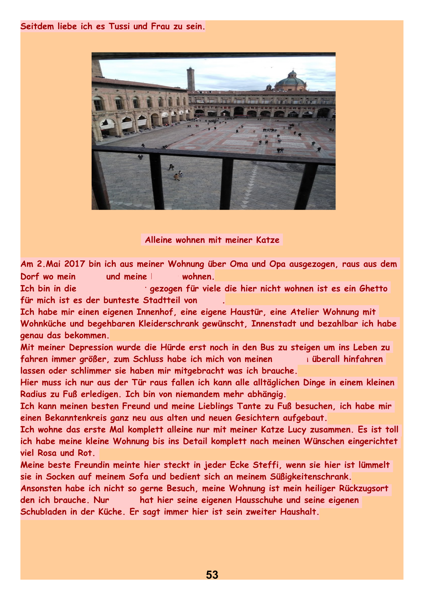 Alleine wohnen mit meiner Katze.