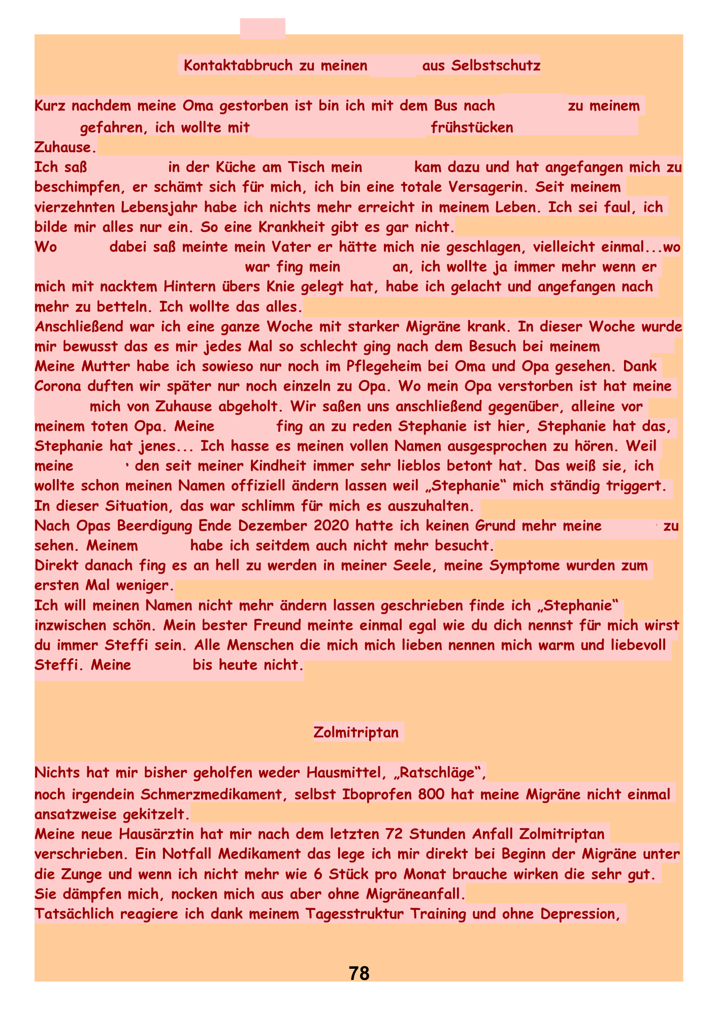 Kontaktabbruch zu meinen Eltern aus Selbstschutz.Zolmitriptan