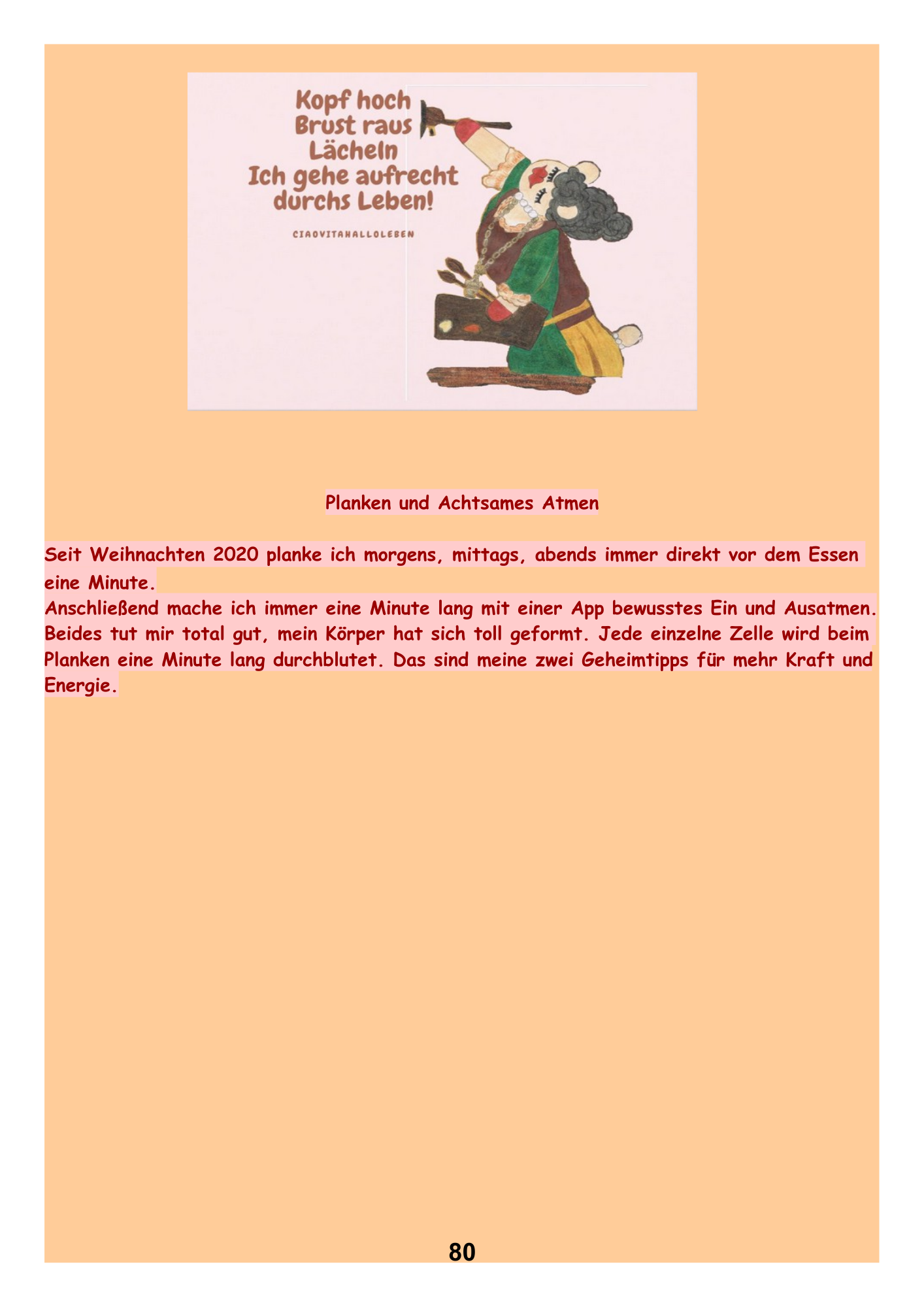 Planken und Achtsames Atmen.