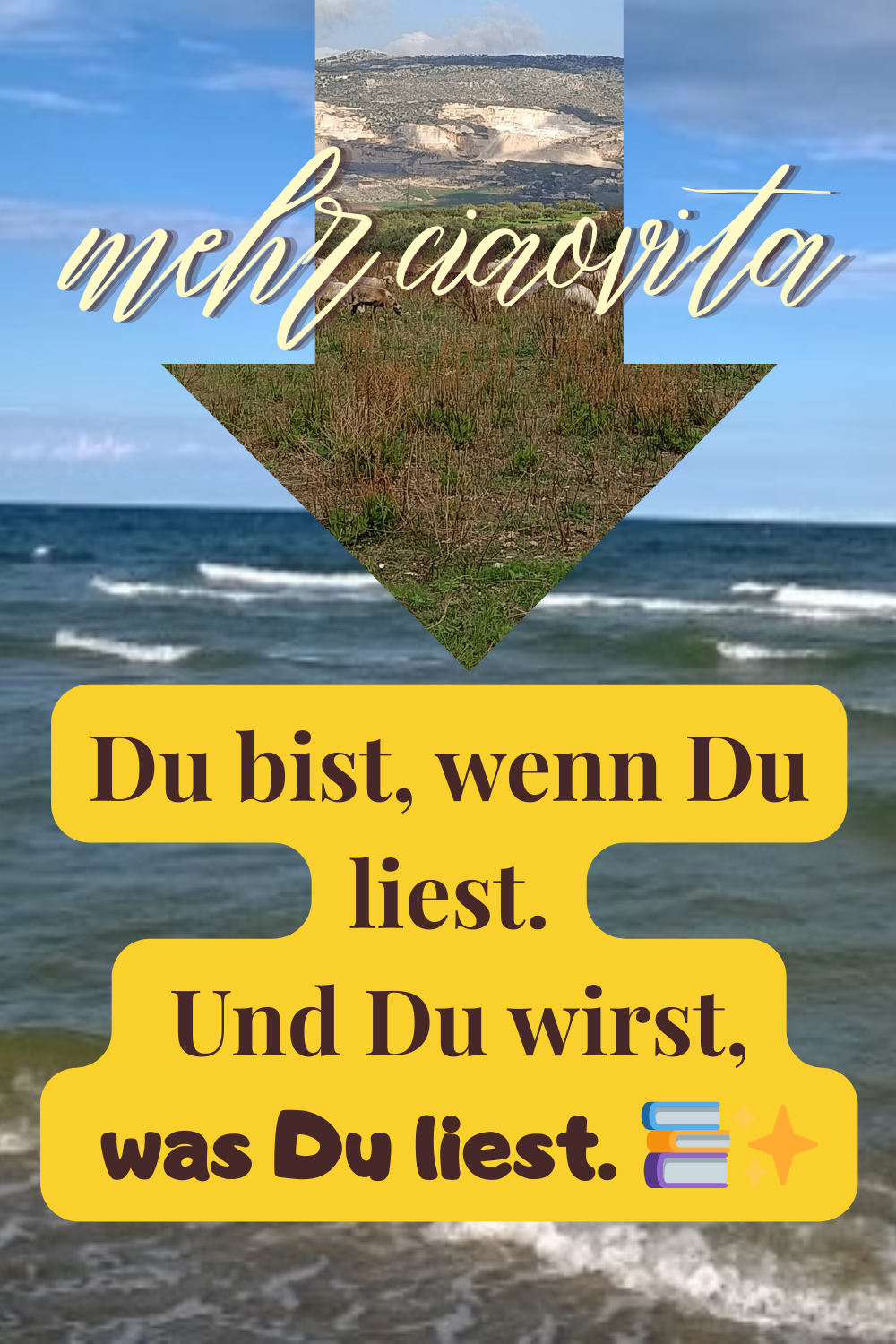 mehr ciaovita
Du bist, wenn Du liest.
 Und Du wirst,
 was Du liest. 