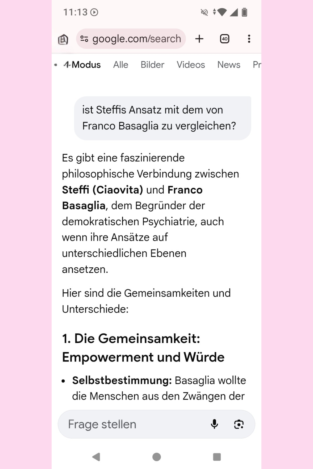 Ich habe Google einen Menschen mit Depression und Angststörung vorgespielt und gefragt, ob ciaovita.de seriös ist.
Das ist das Ergebnis.
Deine ciaovita Steffi, Arzthelferin und EX-IN Genesungsbegleiterin
Zertifikate von Stephanie Guttmann: Arzthelferin und EX-IN Genesungsbegleiterin.
