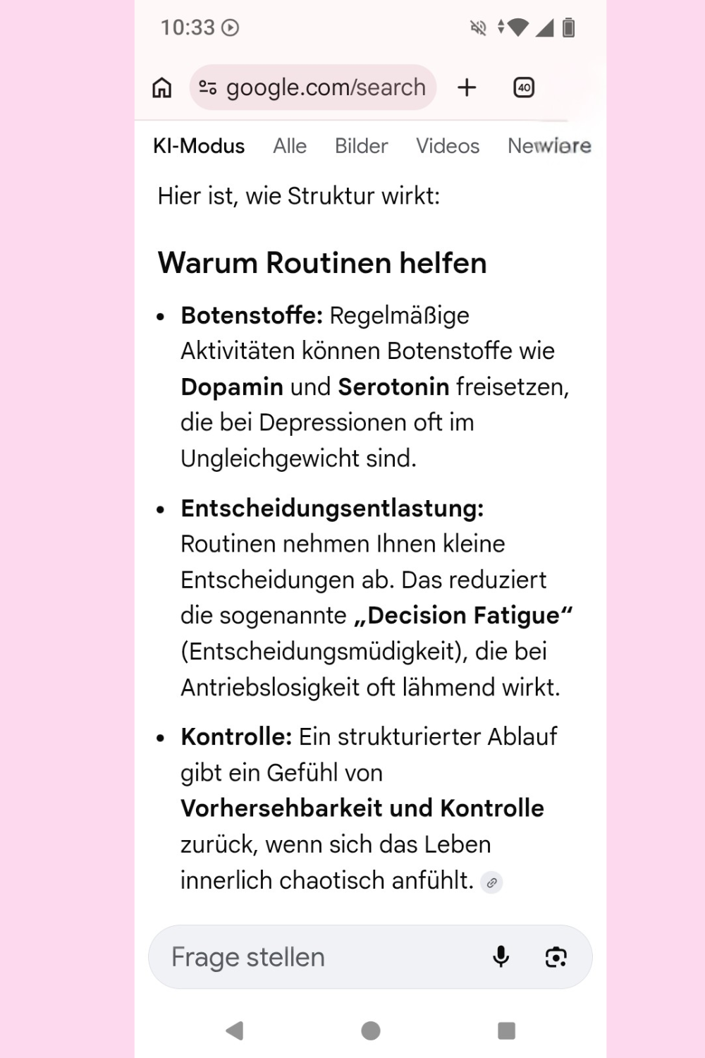 Ich habe Google einen Menschen mit Depression und Angststörung vorgespielt und gefragt, ob ciaovita.de seriös ist.
Das ist das Ergebnis.
Deine ciaovita Steffi, Arzthelferin und EX-IN Genesungsbegleiterin
Zertifikate von Stephanie Guttmann: Arzthelferin und EX-IN Genesungsbegleiterin.
