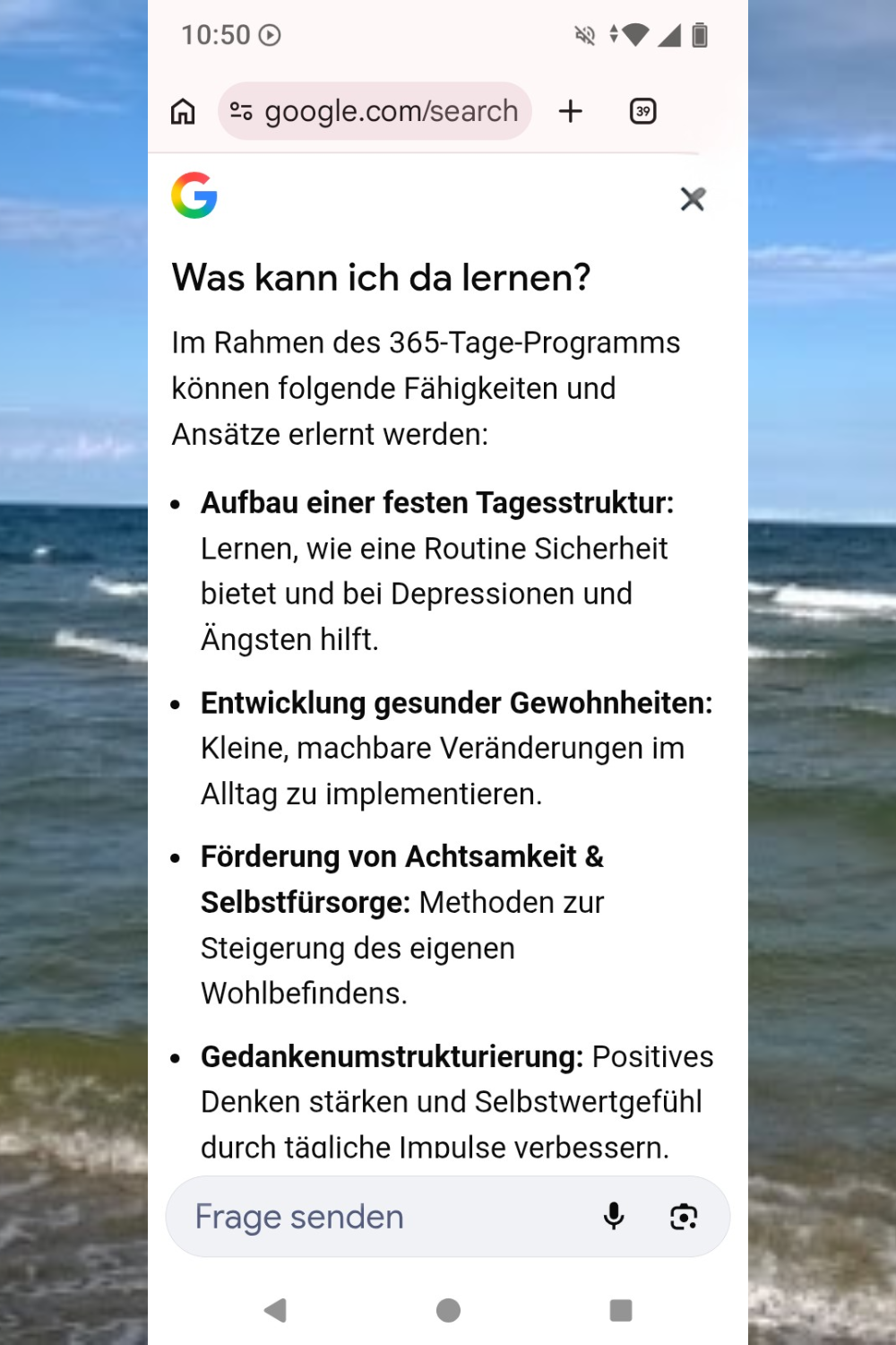 Ich kann es nicht lassen.
Ich bin so stolz auf mein ogni giorno ciaovita Projekt.
Ich habe Google gefragt,
was jeder im ogni giorno ciaovita Jahr alles lernt.
Ich teile die Antwort als Screenshots mit Dir.
Damit Du Dich noch mehr fühlen kannst wie eine ciaovita Studentin.
Denn das hier ist Deine Lebensschule.