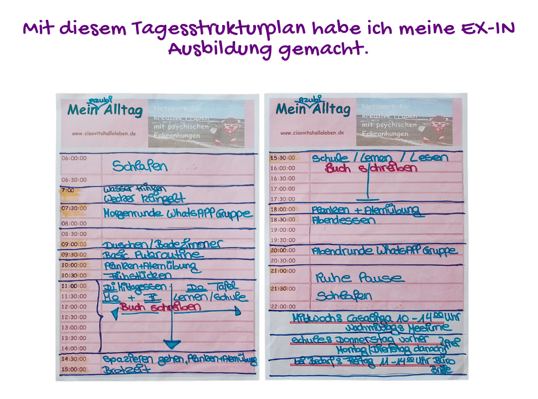 Mit diesem Tagesstrukturplan habe ich meine EX-IN Ausbildung gemacht.