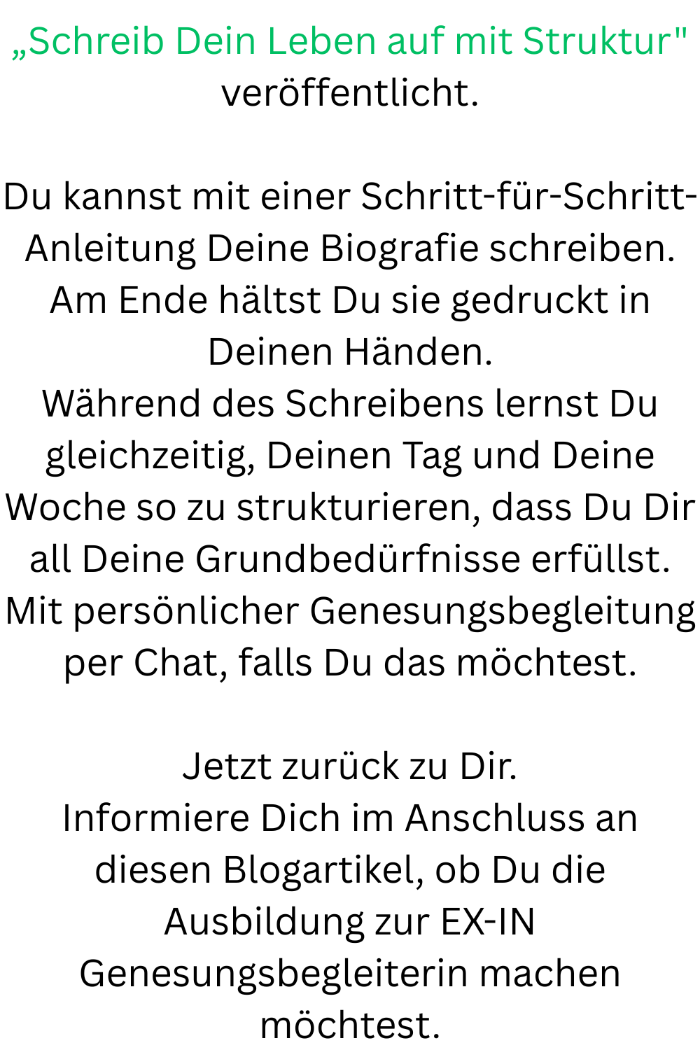 „Schreib Dein Leben auf mit Struktur