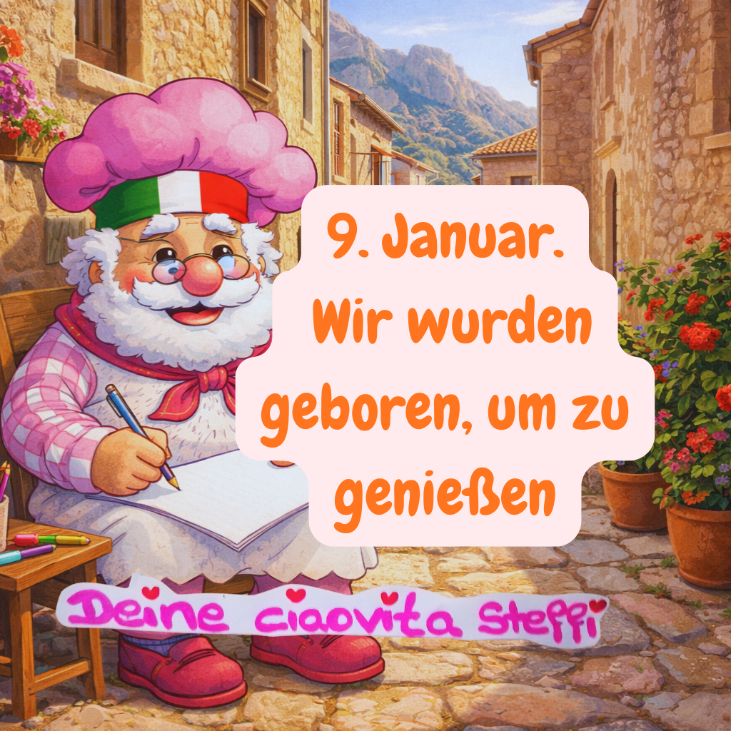 9. Januar.
 Wir wurden geboren, um zu genießen.
Deine ciaovita Steffi und Dein ciaovita Mediterano.