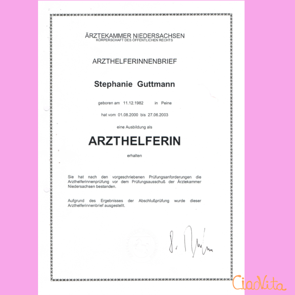 Deine ciaovita Steffi. Arzthelferin Brief