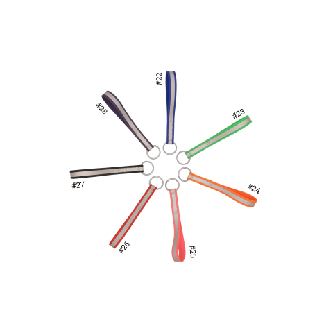 A bunch of different colored keychains are arranged in a circle