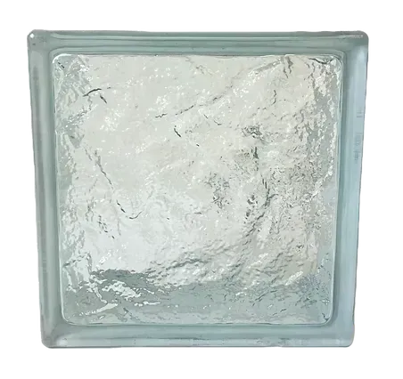 Square frosted glass block with a pale blue-gray frame