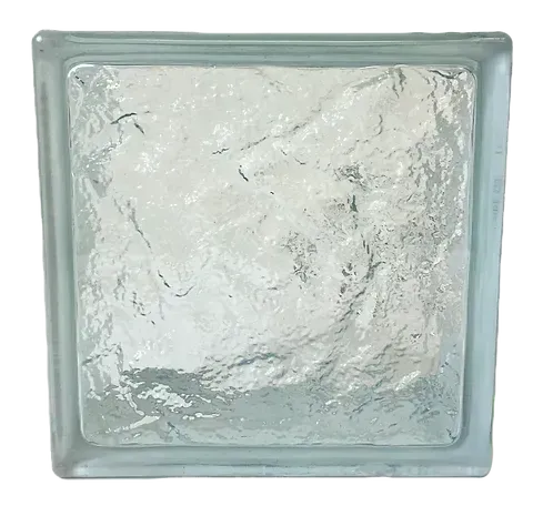 Square frosted glass block with a pale blue-green border