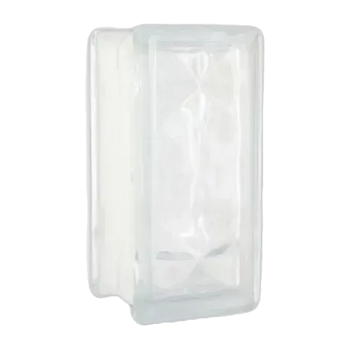 Transparent plastic container with a frosted lid, shown on a white background