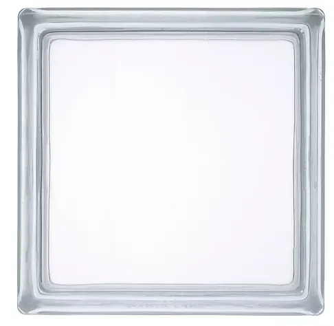 Clear glass square tray with a frosted white center and rounded edges