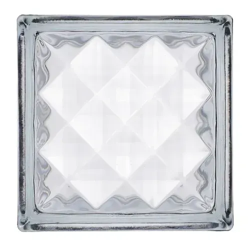 Square frosted glass dish with a textured white center and wavy clear border