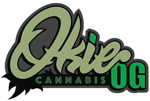 Stylized green-and-black “Okie Cannabis OG” logo with bold script and leaf graphic