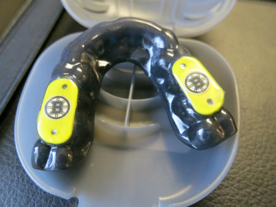 Boston Bruins mouth guard custom-designed by Dr. Bryan Hoertdoerfer
