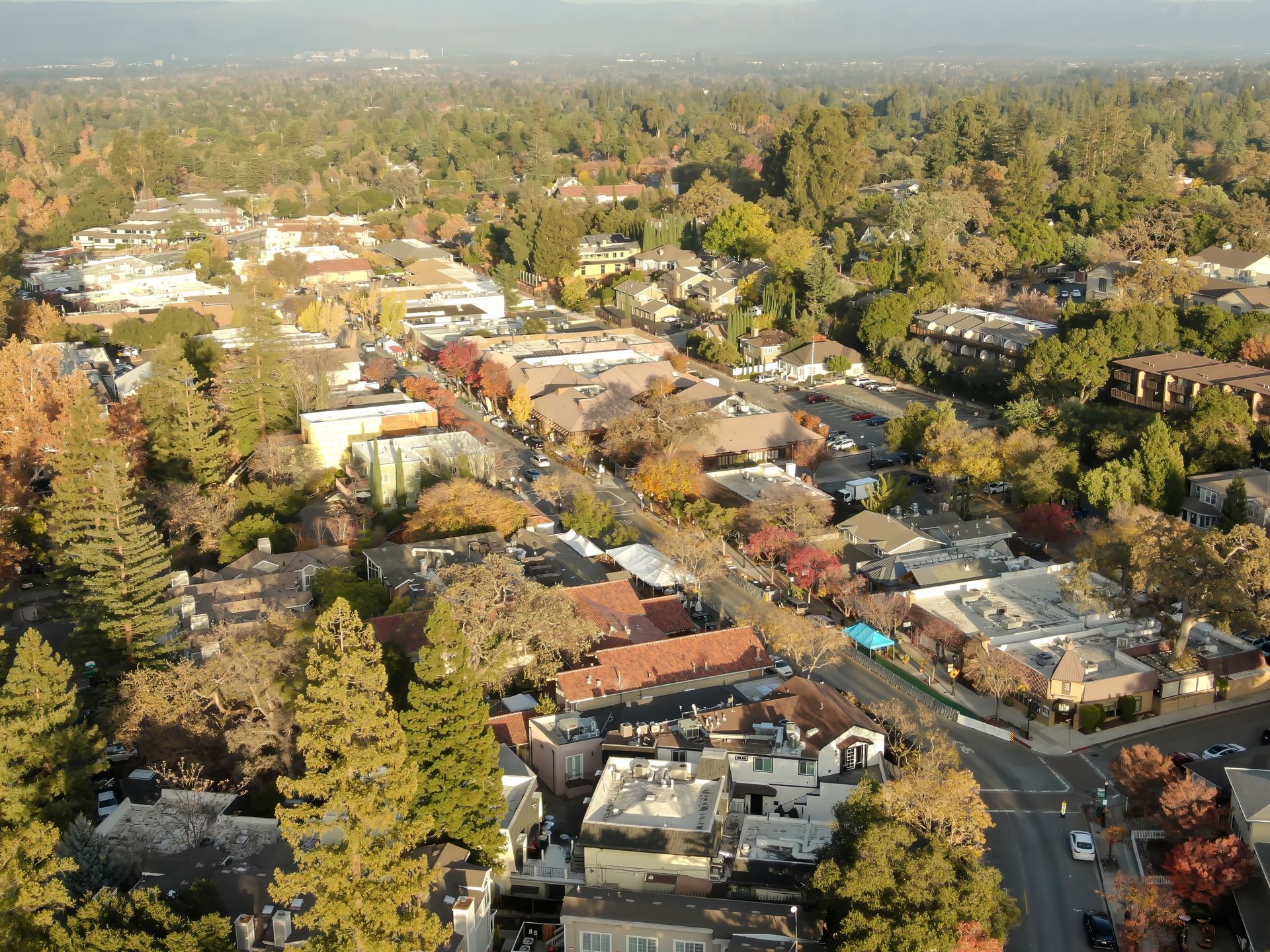 Aerial View of Saratoga, California, in the Autumn Season