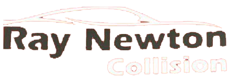 Ray Newton Collision logo with a car outline in the background.
