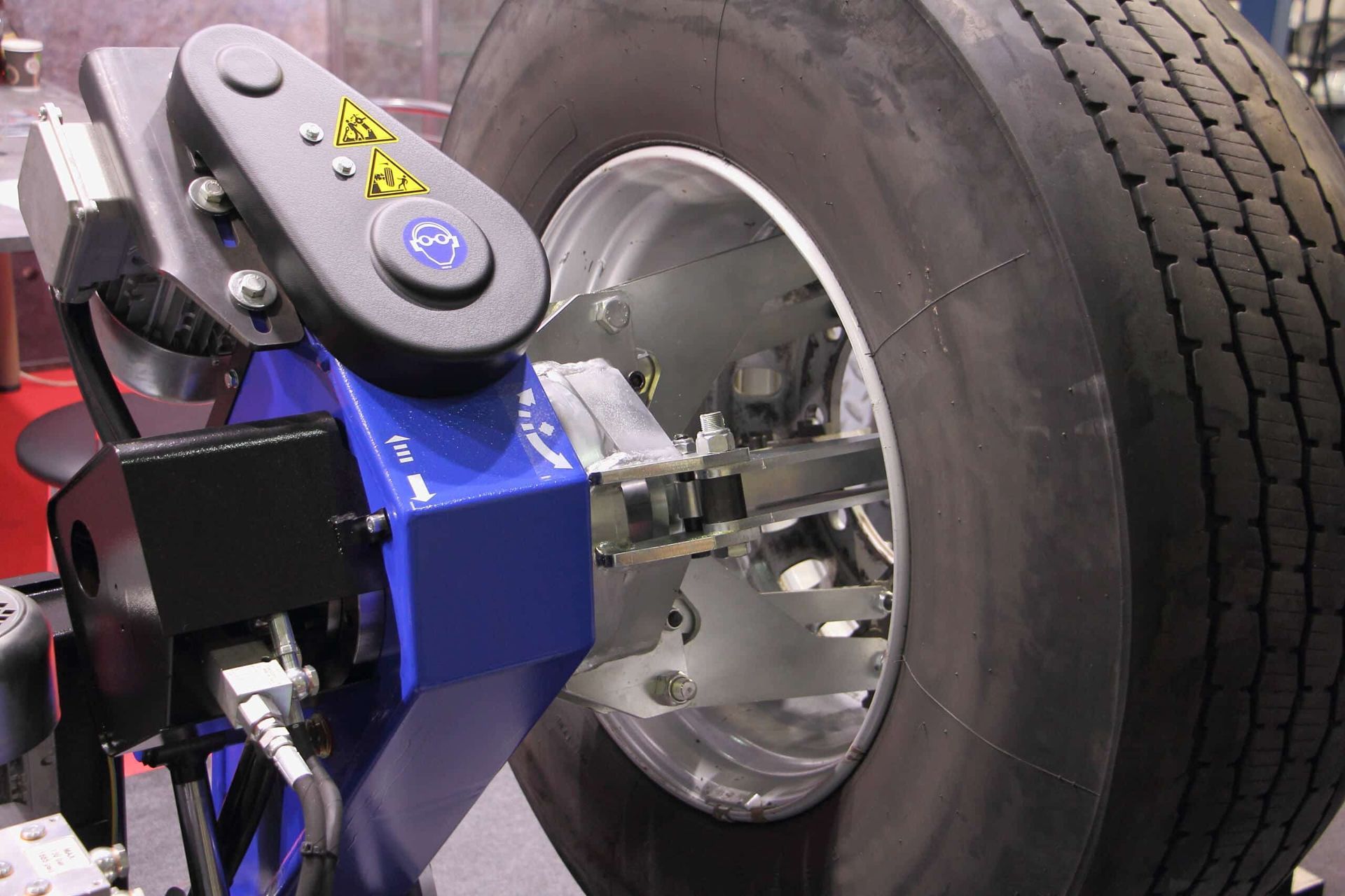 A Close up Of a Tire Being Adjusted by A Machine — BDM Heavy Vehicle Repairs In Wauchope, NSW