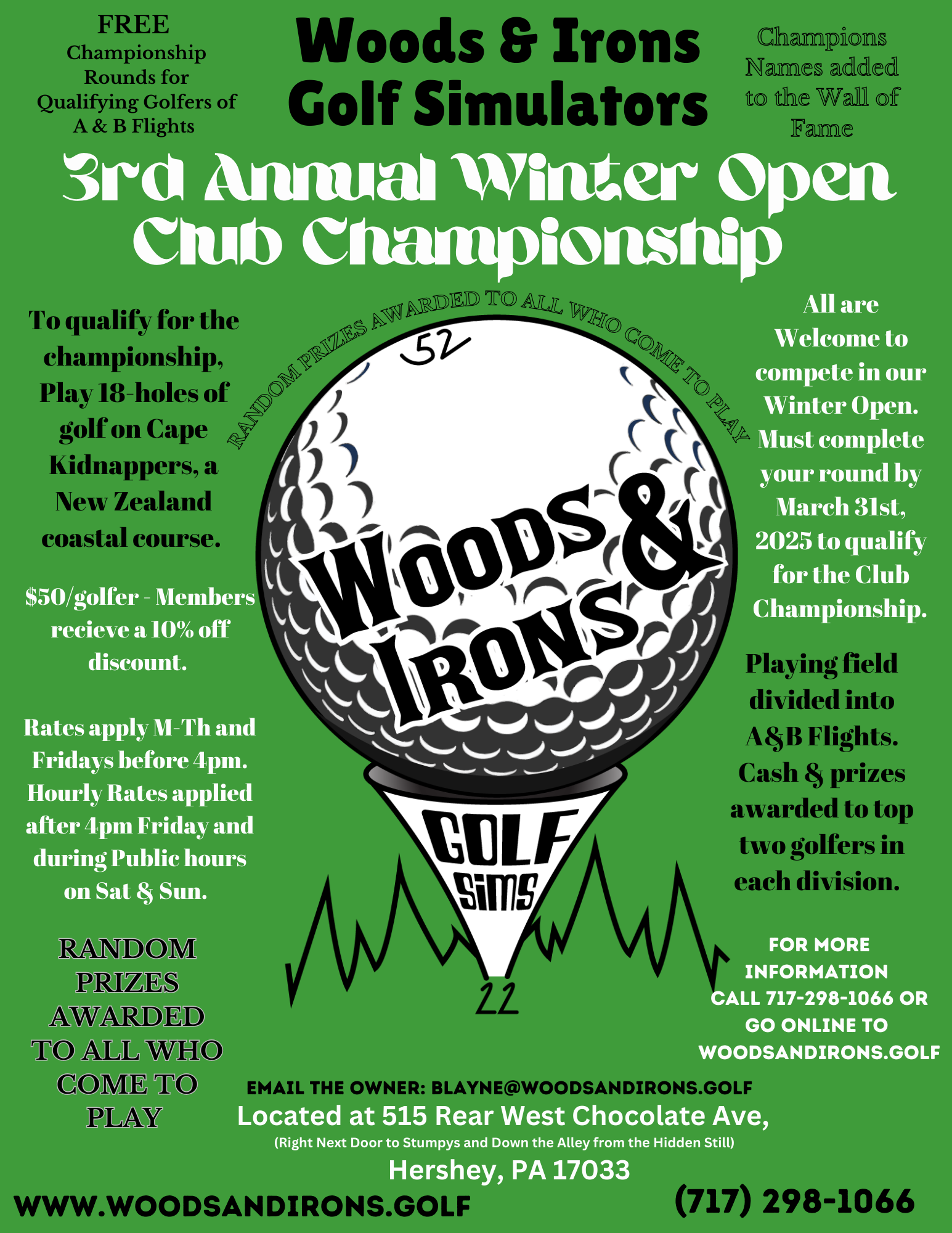 3rd Annual Winter Open Club Championship - Compete For Cash & Prizes - Woods & Irons 3rd Annual Winter Open Club Championship - Compete For Cash & Prizes - Woods & Irons