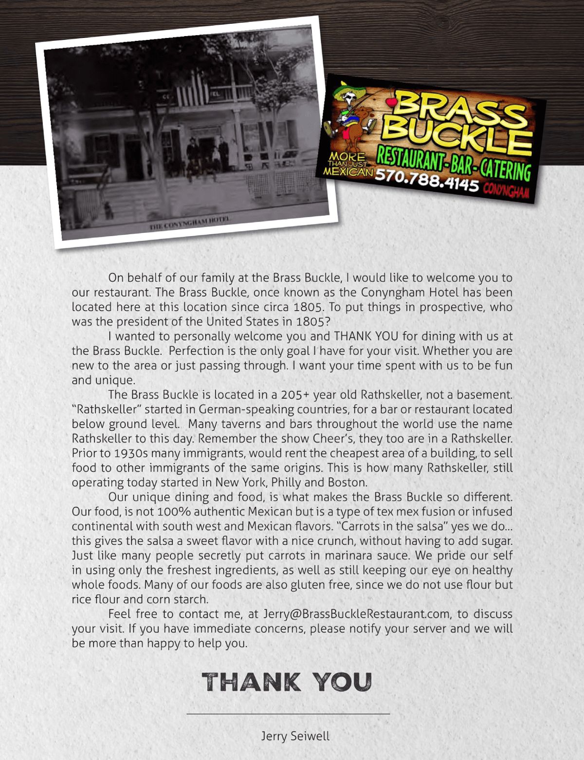 Menu Conyngham, PA Brass Buckle Restaurant