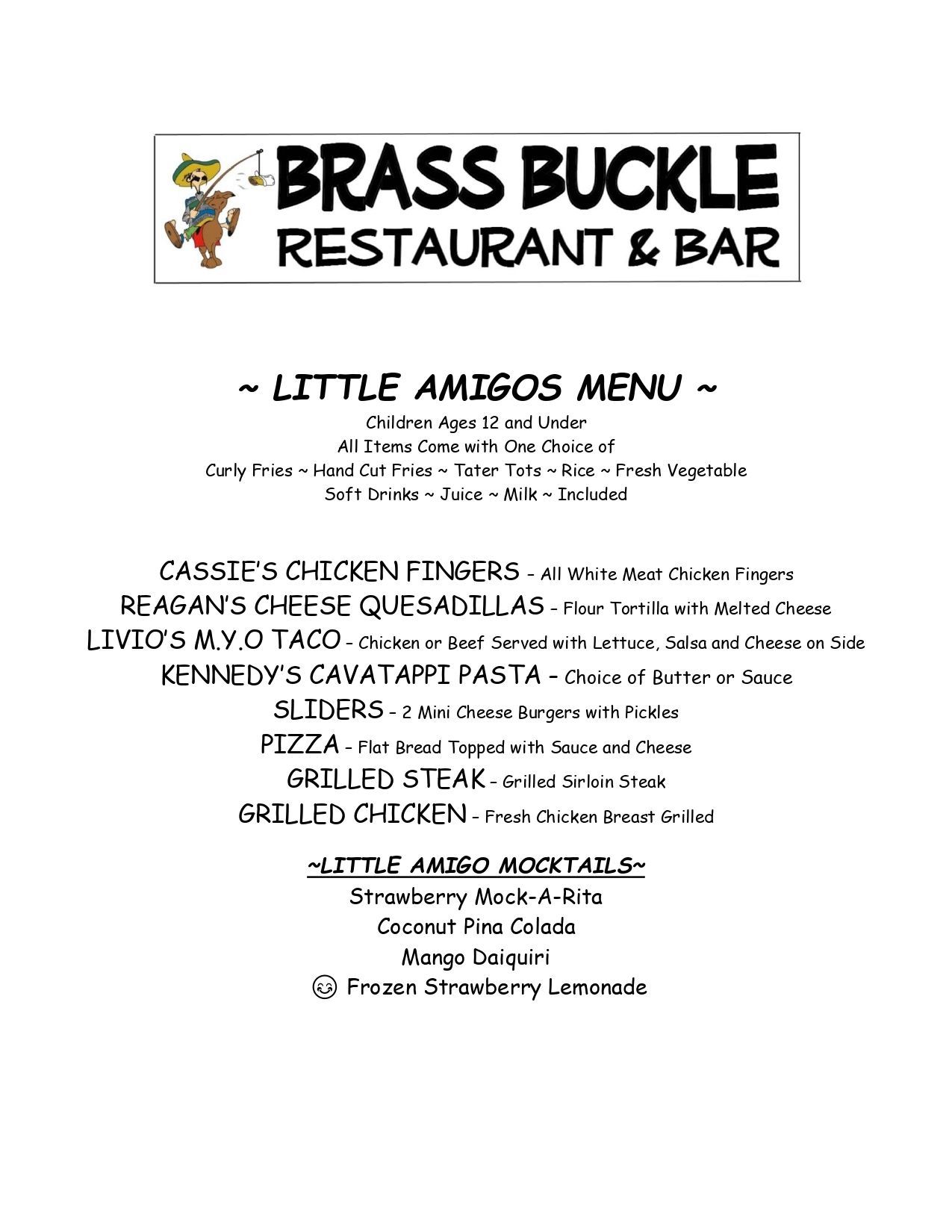 Brass Buckle Children Menu