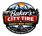 Logo for Demo Auto Repair: text with a gear icon, red and navy colors.
