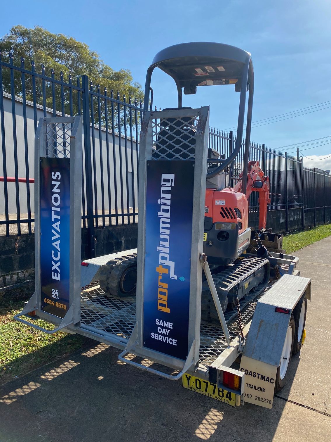 Port Plumbing trailer parked on side of road — Port Macquarie Plumbing In Port Macquarie, NSW