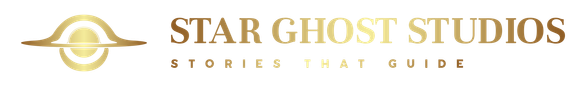 Star Ghost Studios logo in gold text and design elements. 