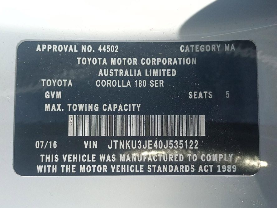Toyota Motor Corporation Australia Limited Corolla 180 Ser — South West 4WD Wreckers In Brisbane, QLD