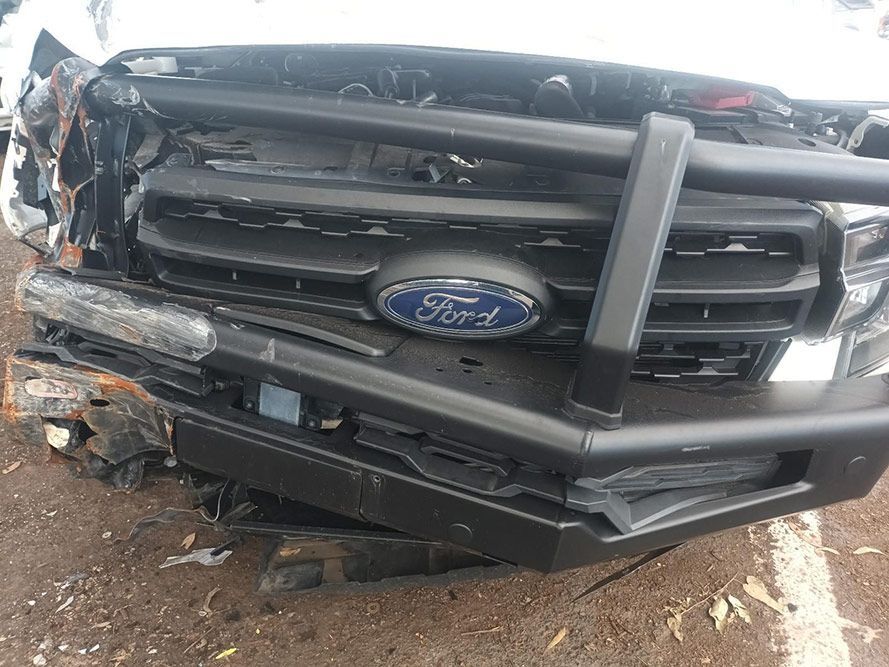 The Front End of a Ford Truck is Damaged in a Car Accident — South West 4WD Wreckers In Brisbane, QLD