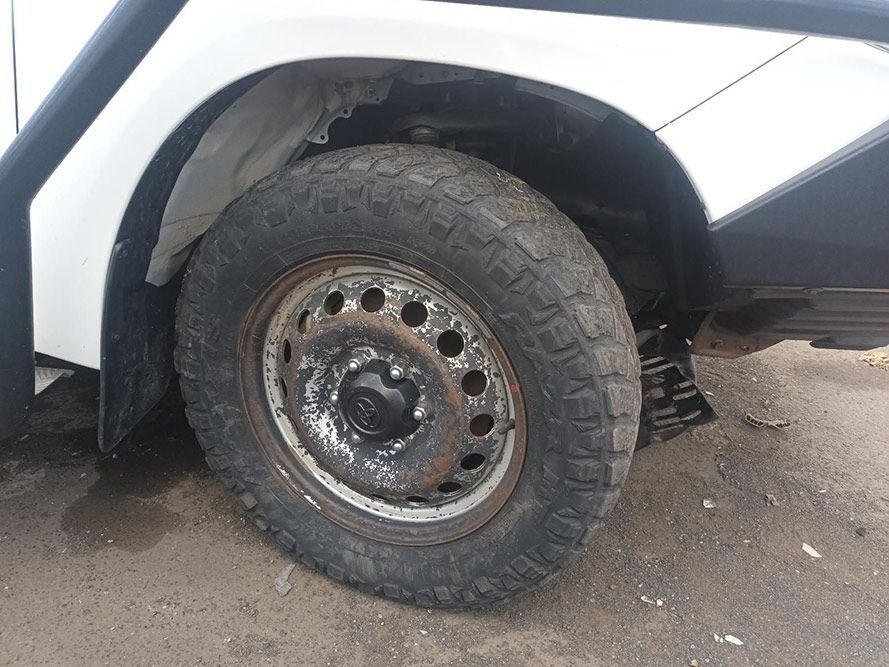 A Close Up of a Tire on a White Truck — South West 4WD Wreckers In Brisbane, QLD