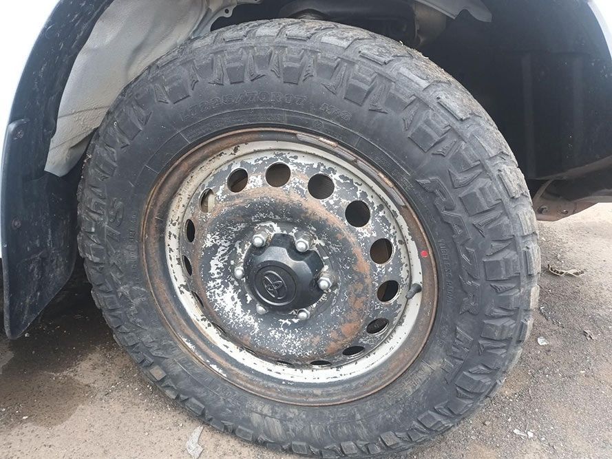 A Close Up of a Tire on a White Truck — South West 4WD Wreckers In Brisbane, QLD