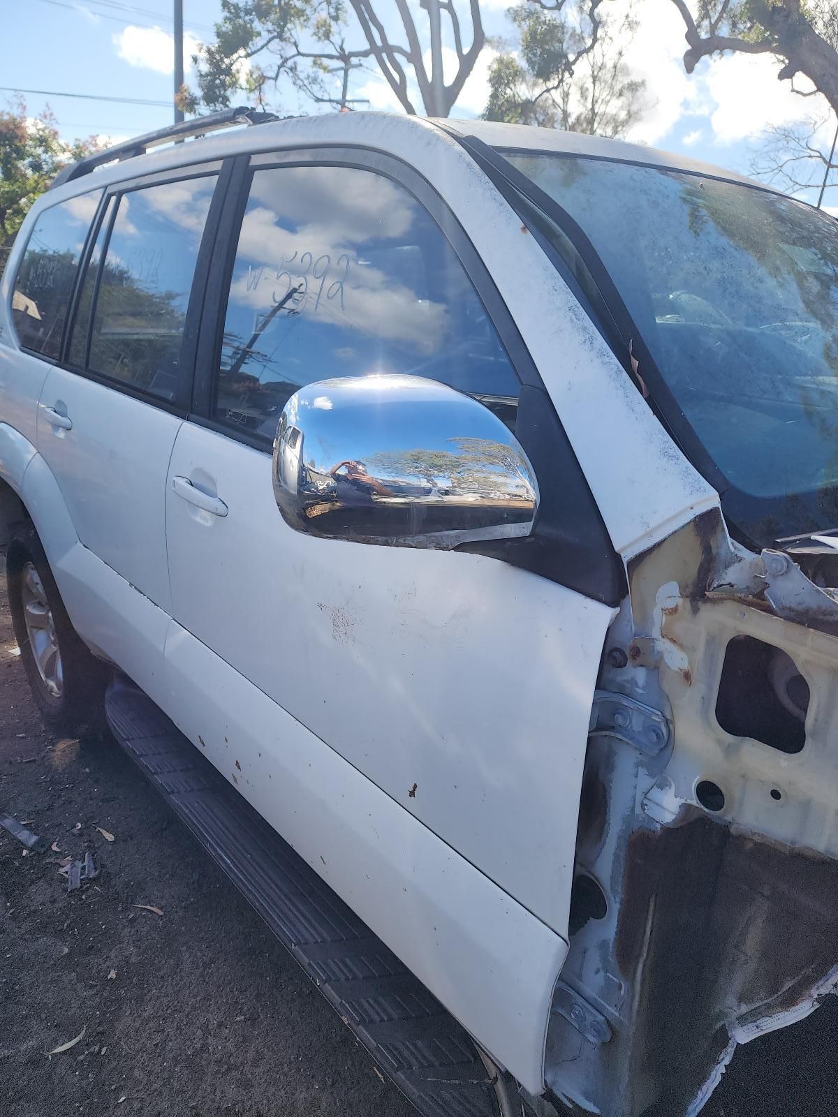 Damaged White Car With Missing Front Fender — South West 4WD Wreckers In Harristown, QLD